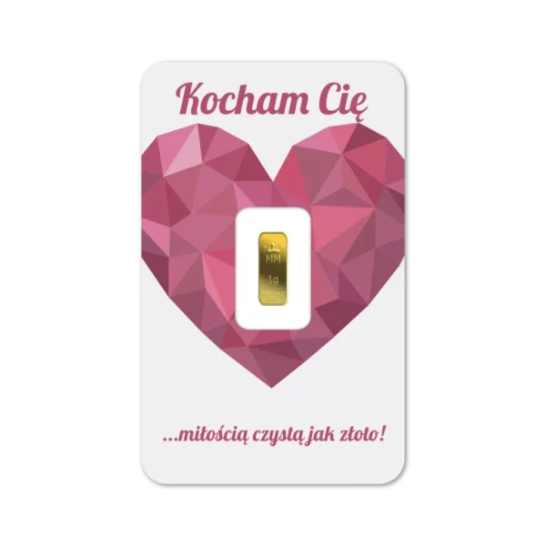 Sztabka Złota - Kocham Cię 1 g | PUDEŁKO GRATIS!