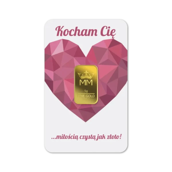 Sztabka Złota - Kocham Cię 5 g | PUDEŁKO I GRAWER GRATIS!