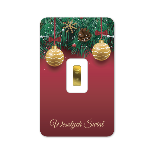 Sztabka Złota - Boże Narodzenie 1 g | PUDEŁKO GRATIS!