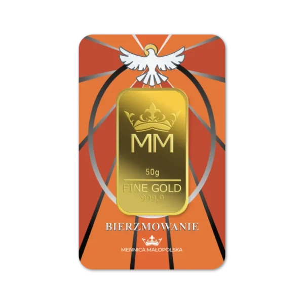Sztabka Złota - Bierzmowanie 50 g | PUDEŁKO GRATIS! - NA ZAMÓWIENIE