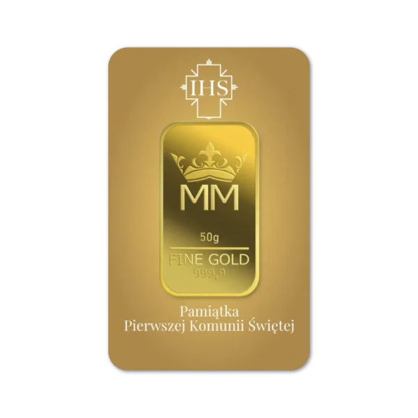 Sztabka Złota - Komunia 50 g | PUDEŁKO GRATIS! - NA ZAMÓWIENIE