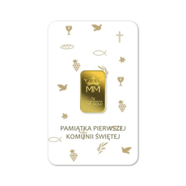 Sztabka Złota - Komunia 5 g | PUDEŁKO I GRAWER GRATIS!