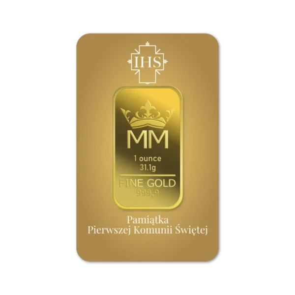 Sztabka Złota - Komunia 1 Uncja | PUDEŁKO GRATIS!