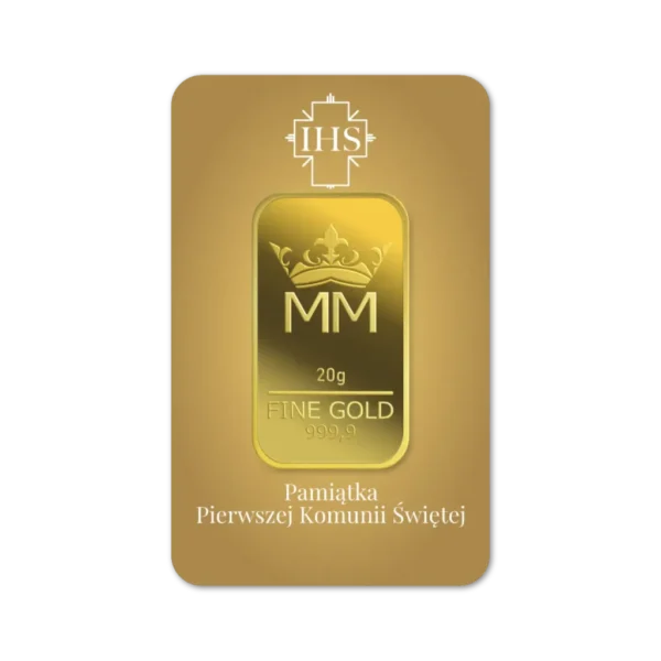 Sztabka Złota - Komunia 20 g | PUDEŁKO GRATIS!
