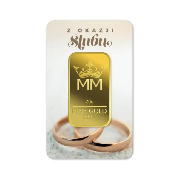 Sztabka Złota - Ślub 20 g | PUDEŁKO GRATIS!